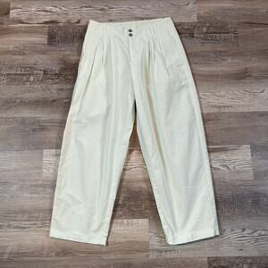 YMC Pleated Cotton Trousers Pale Green High Rise Wide Leg Pants L